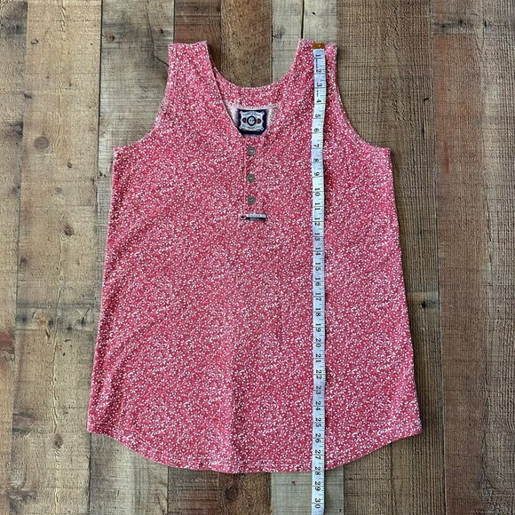 Gimmie Womens Vintage Pink and White Floral Tank Top with Button Detail -M - Picture 3 of 7